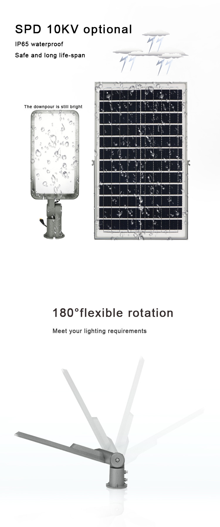 Солнечные приведенные в действие уличные светы 100W СИД IP66