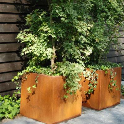Quadrado resistente exterior Rusty Corten Steel Planter Boxes para o jardim