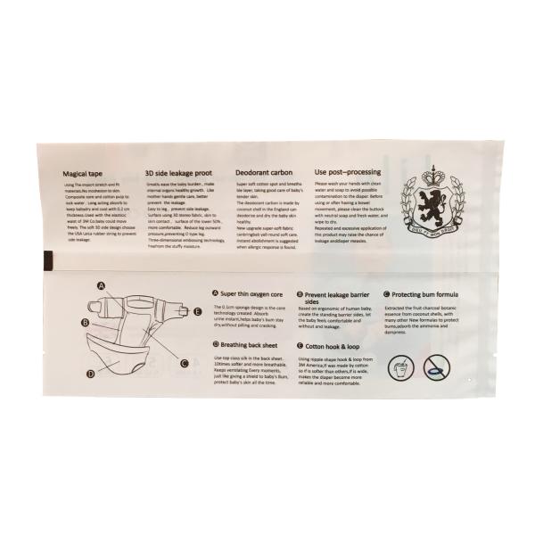 plastic heat seal baby diaper packaging three side sealed bag with tear north