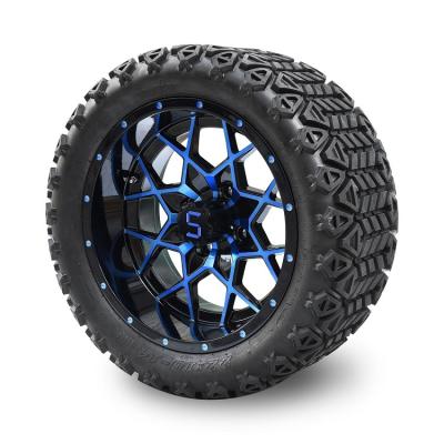 14 Inches Golf Cart Blue/Black Wheels And 22*10-14 All Terrain Tires