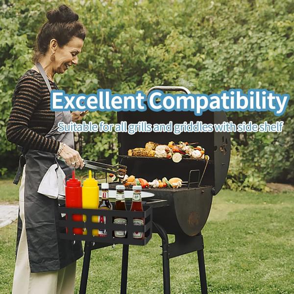 BBQ Grill Tools Basket Griddle Caddy for 28 36 Blackstone Griddles Clamp on Prep Cart Grill Caddy