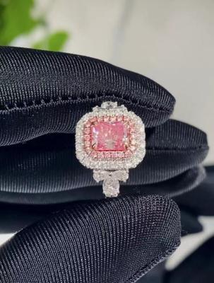 anel 10 Mohs de Diamond Jewelry Pink Cushion Diamond do laboratório 1ct