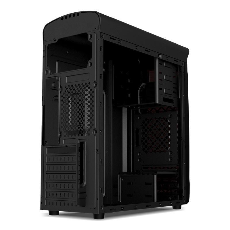 ETEK ATX Mid-Tower Case Acrylic Front & Side Panel Full Side View Черно-белый