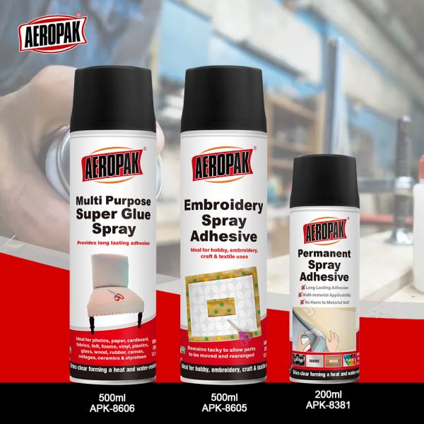 Aeropak 200ml Aerosol Fabric-Specific Transparent Permanent Adhesive Glue Spray High Spray Coverage for Sealants Adhesives