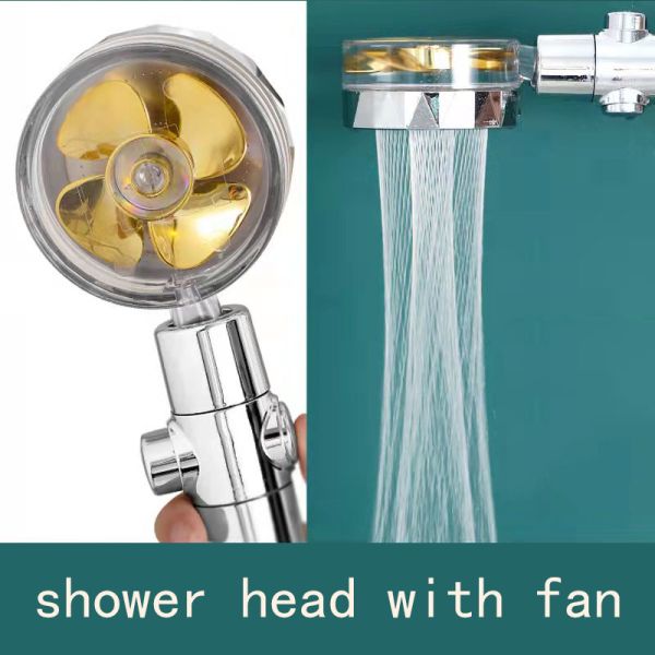 Modern Bathroom Essential Handheld High Pressure Water Saving Shower Head with Fan 2022