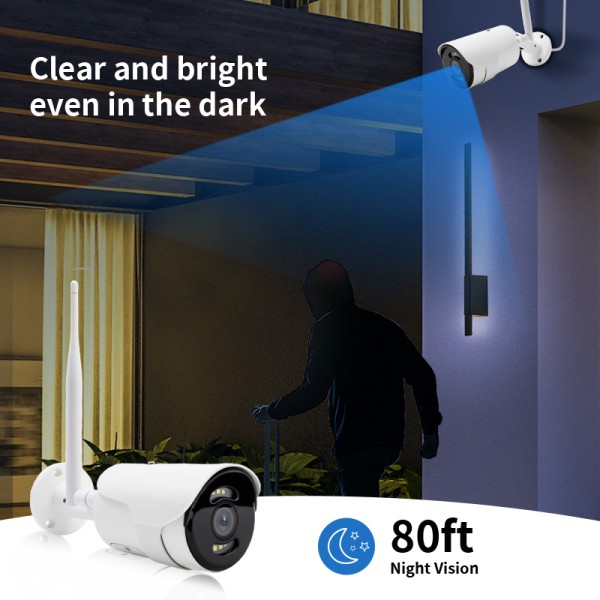 5MP Outdoor WiFi Security Camera, Eseecloud APP Remote Viewing, IP66 Weatherproof, Smart Motion Detection, Built-in Siren & Microphone, Dual Mode Night Vision Home Surveillance Camera