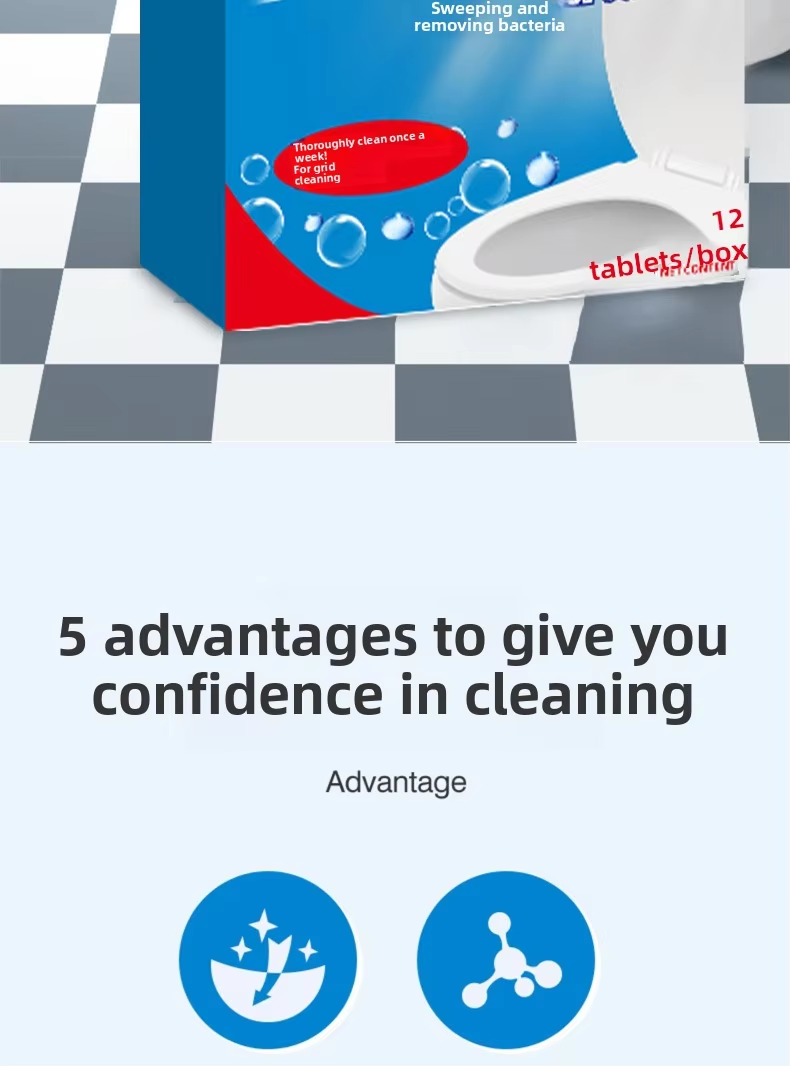 Nettoyeur de salle de bain pour ménage solide, déodorant, comprimés de toilettes effervescents