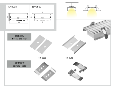 Luz de aluminio decorativa del sitio grande LED que contiene el canal suspendido 80*35m m de la tira