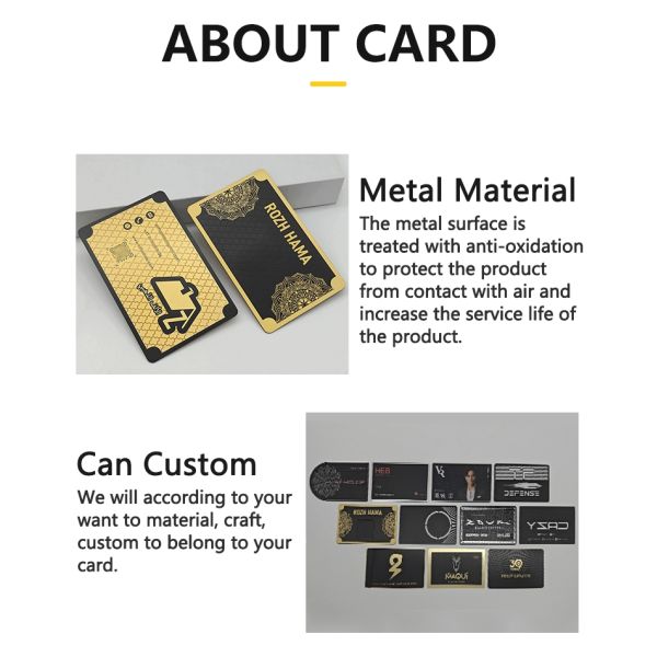Personalized Premium Luxury Black Visiting Gold Metallic Credit Card Business Card Metal Printing Custom With Logo and Qr Code