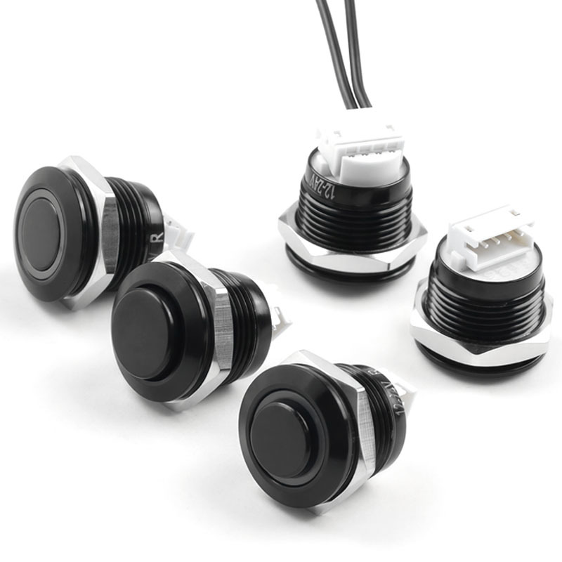 12mm  Oxidized Black Ultra-Short Quality Push Button Switch Factory With 3V6V12V24V Self-resetting