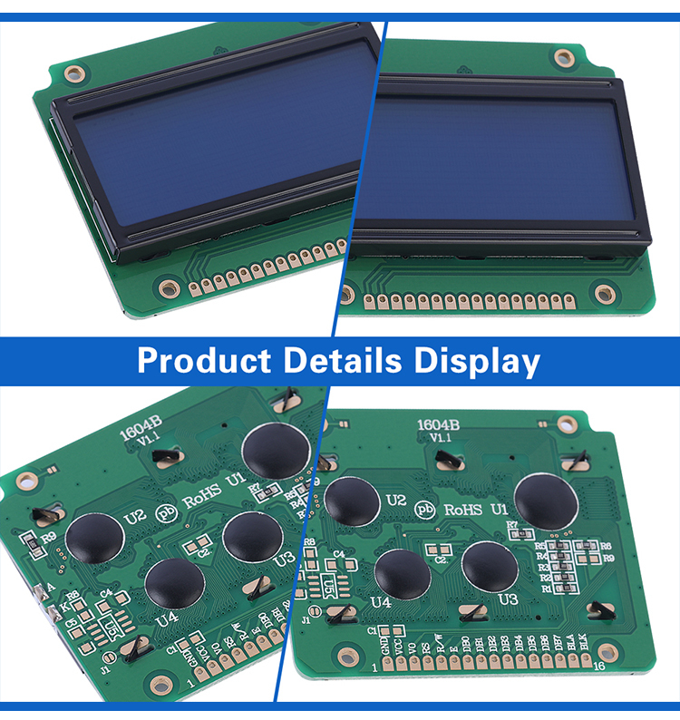 Blue Film White Letters 1604B Industrial Display Screen 02*16 LCM Display Module Dot Matrix Factory Outlet