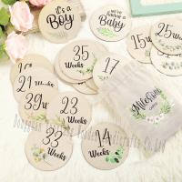 Disques de clôture mensuels en contreplaqué pour bébé, disques en bois pour annonce et jalons pour bébé