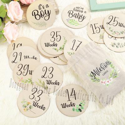 Disques de clôture mensuels en contreplaqué pour bébé, disques en bois pour annonce et jalons pour bébé