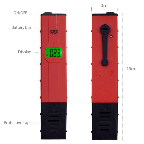 1999mV Range ORP Meter with LCD Backlight and Portable Pen-Type Design for Water Quality Testing