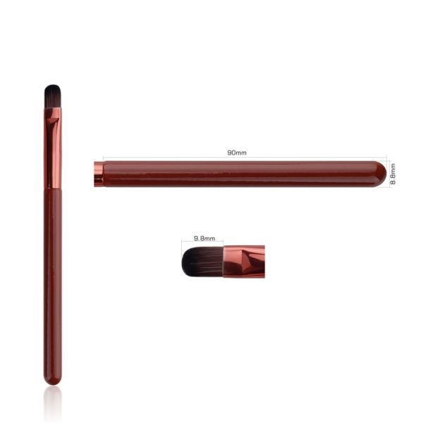 Brown Wooden Handle Makeup Brushes 5 Piece Makeup Brush Set With Pu Cylinder