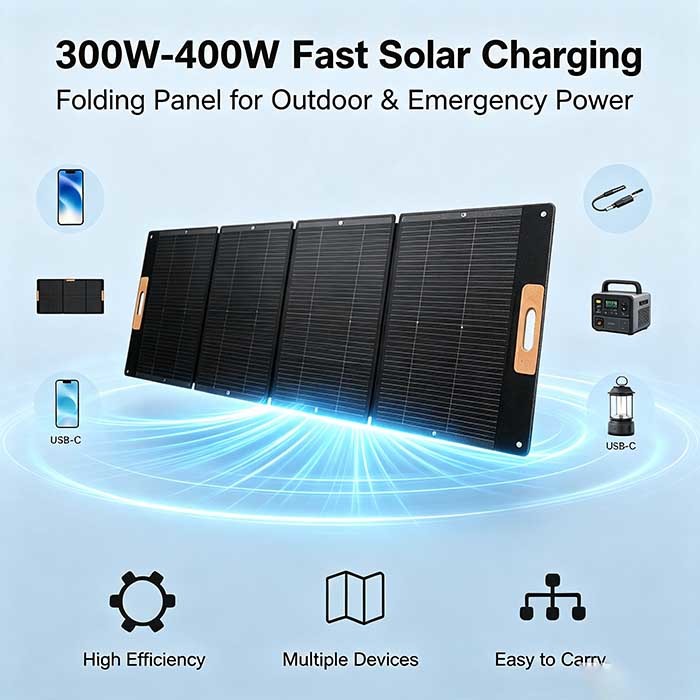 420W Foldable ETFE Solar Panel Charger, Waterproof Portable Solar Power for Van