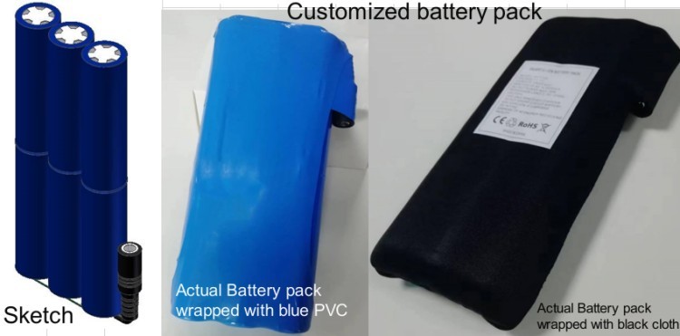 Одежда 12В 10Ач Аккумулятор 11,1В Черная ткань обернутая пластырем для зарядки постоянного тока