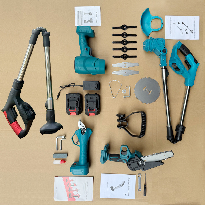 Electric Lawn Mower & Lithium Battery Branch Pruner Combo Set, Small Home Garden Grass Trimmer, Charging Lawn Care Tool