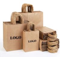 Sacos de compras de papel quadrados dobráveis reutilizáveis e de logotipo personalizado
