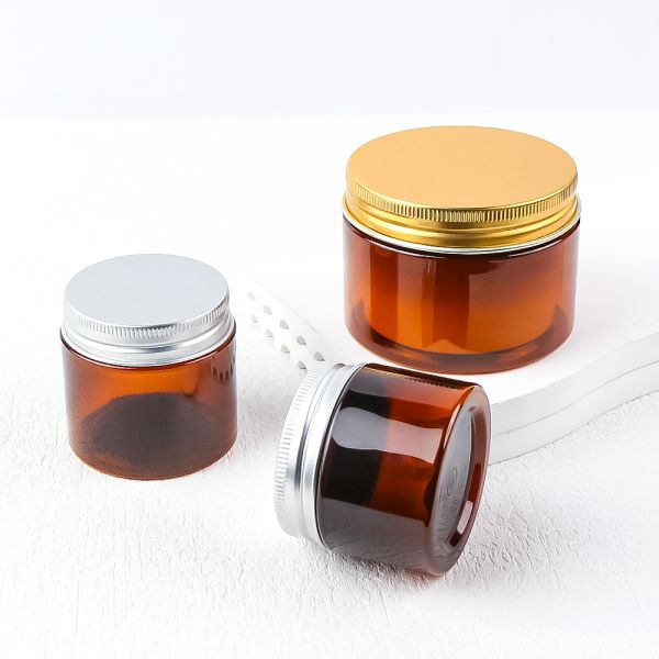 Custom Amber Cosmetic Cream Jar with Light-Blocking Protection for Skincare Brands