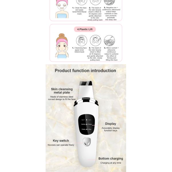 USB Plugs Blackhead Remover Ultrasonic Skin Scrubber for Deep Cleaning and Moisturizing