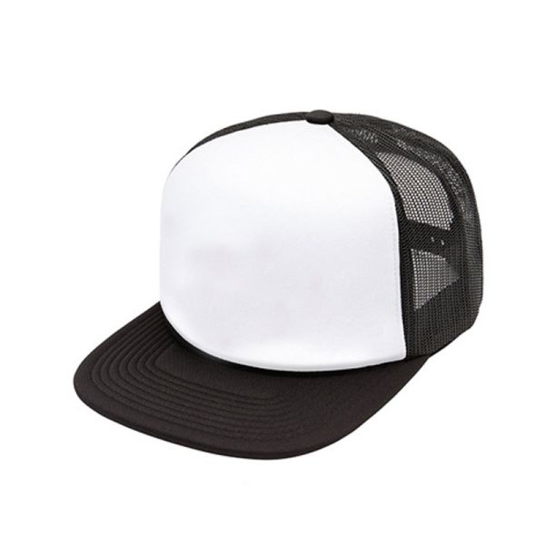 100% Polyester Foam 5 Panel Flat Bill Trucker Cap Plain hip hop style OEM ODM Factory