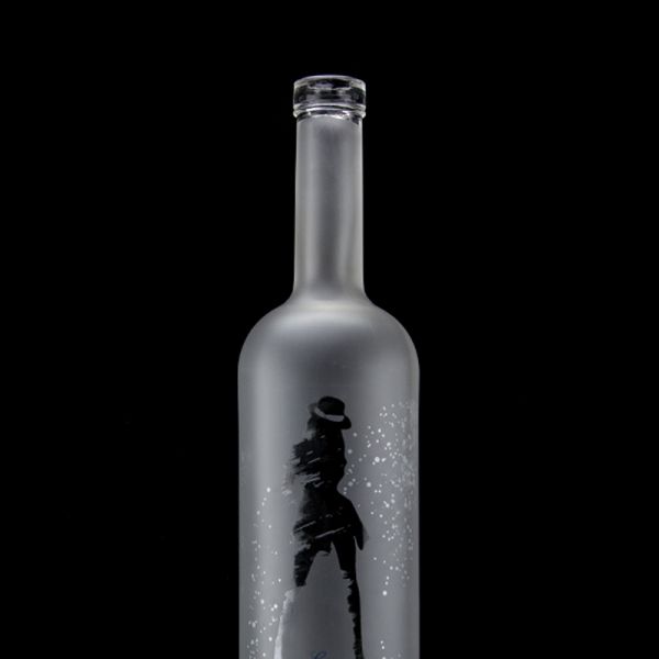 Glass 750ml 500ml Decal Printing Vodka Bottle With Frosted Design And Base Material