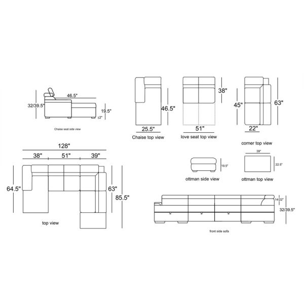 Hot sales loveseater+cornerchaise+ottoman u shape living room home furniture sets modern sofa bed sectional sofa for