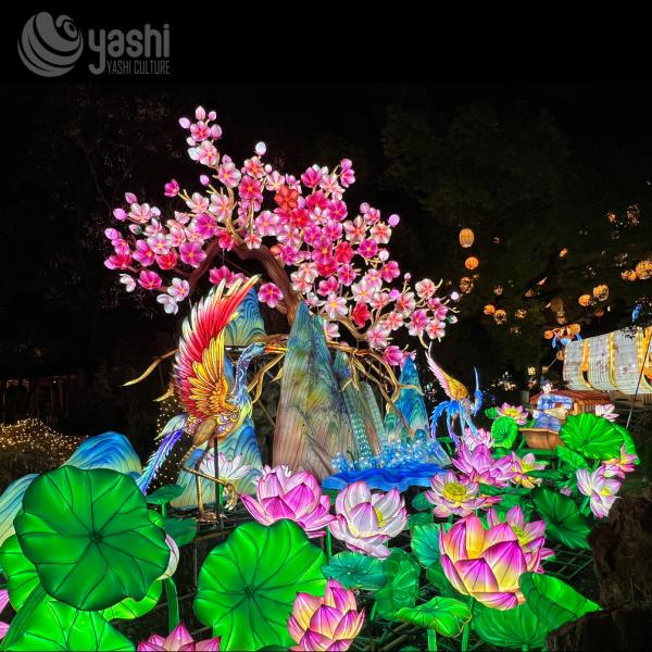Chinese Spring Outdoor Festival Lantern Acrylic Painted For Exhibitions