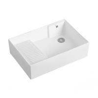 Lavabo de peluquería de porcelana con encimera personalizado, lavabo de barbería de cerámica con forma rectangular, lavabo de champú para peluquería en venta