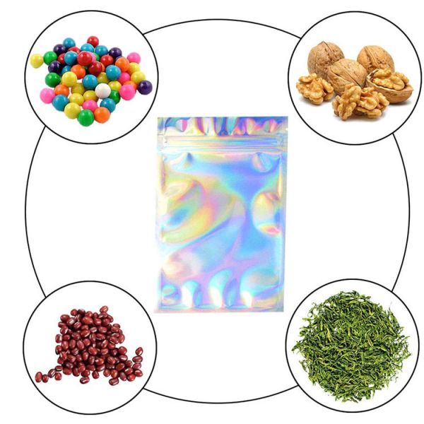 Flat Holographic Aluminum Foil Bag Non Toxic Candy / Soap Use