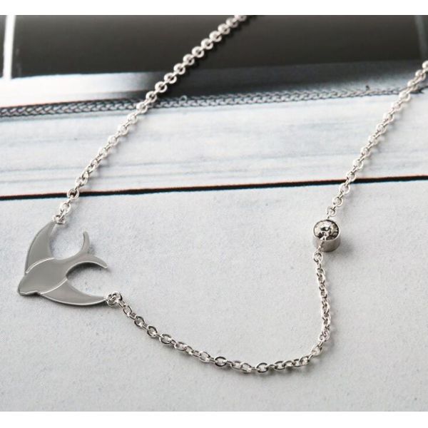 Fashion Jewelry Stainless Steel Bird Shaped Women Necklace Silver color Chain Necklace