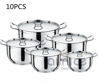 Soup Cooking Canteens Stainless Steel Cookware Set 10pcs Modern Design Style