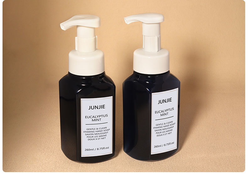 Custom Color 260ML PET Amber Square Plastic Hair Care Hand Body Wash Soap Shower Gel Lotion Shampoo Pump Bottle