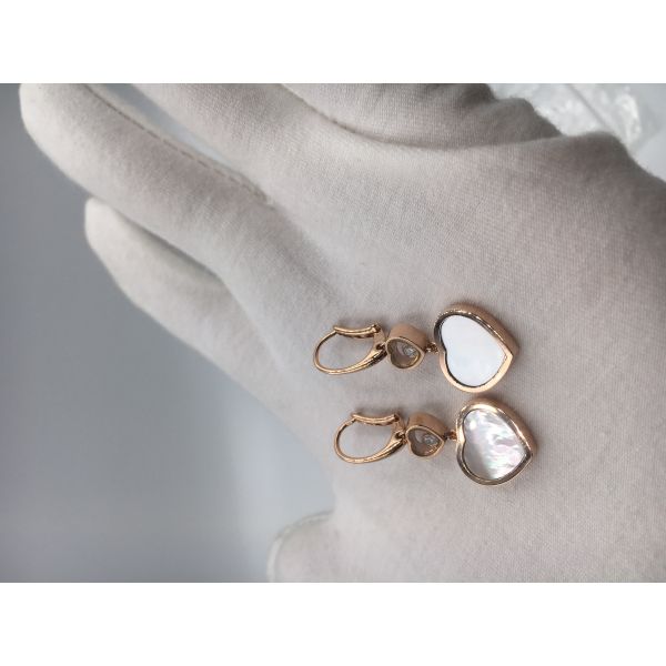 Chopard Happy Hearts earring 18k pink gold with diamond and mother-of-pearl