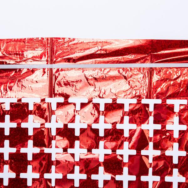 Red Metallic Fringe Curtain Square Foil Curtain Customizable
