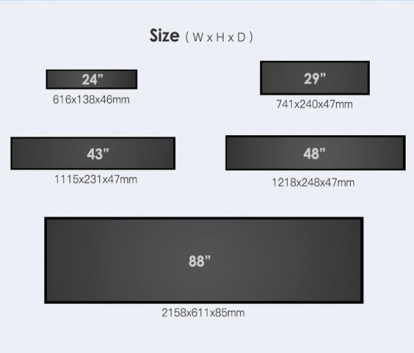 19 24 28 37 43 48 88 Inch Bar Type Lcd Display Panel Led Module Shelf Ultra Wided