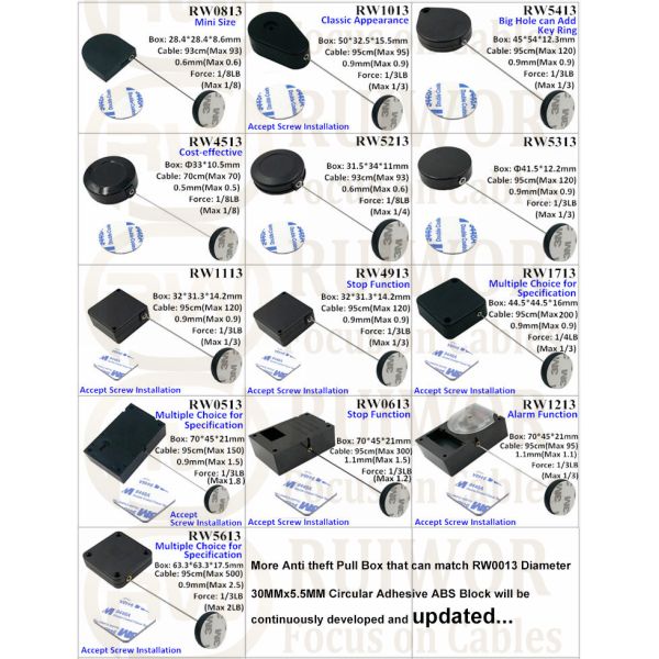 RW5413 Heart-Shaped Security Pull Box Plus Dia 30MMx5.5MM Circular Adhesive ABS Block