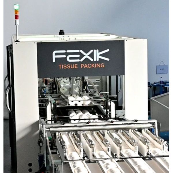 Automatic bath tissue paper roll bundle packing machine