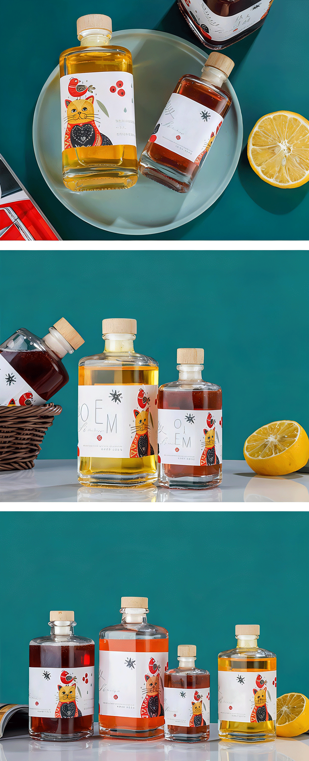 100Ml 250Ml 375Ml 500Ml Glass Square Liquor Bottle With Cork Stopper
