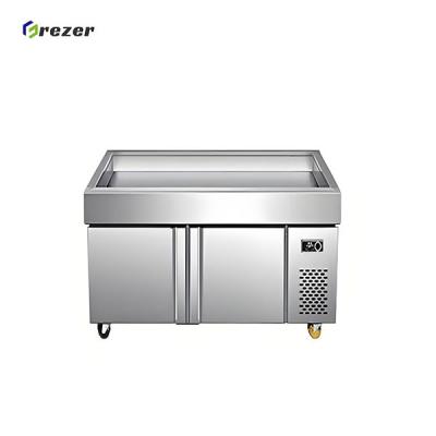 Horizontal Seafood Display Cabinet Customized Commercial Refrigerated Display Case Durable