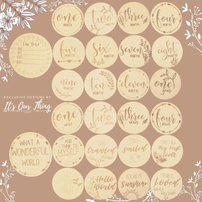 Custom Baby Milestone Cards 12 Pieces Baby Milestone Cards Wooden Commemorate Baby Birth Monthly Recording Card