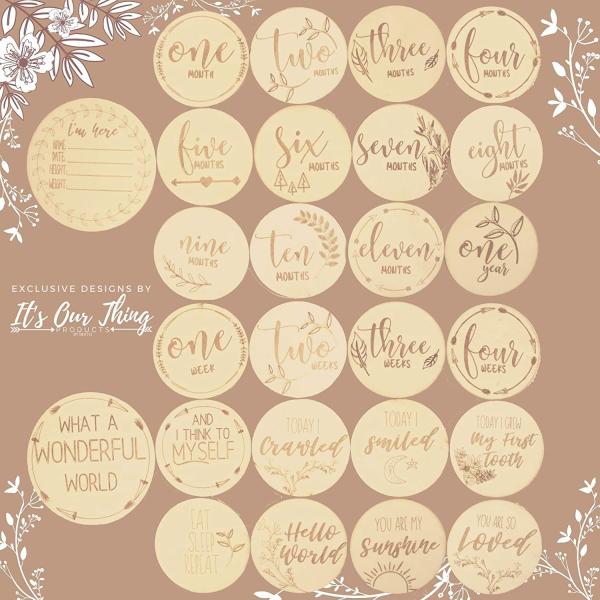 Custom Baby Milestone Cards 12 Pieces Baby Milestone Cards Wooden Commemorate Baby Birth Monthly Recording Card