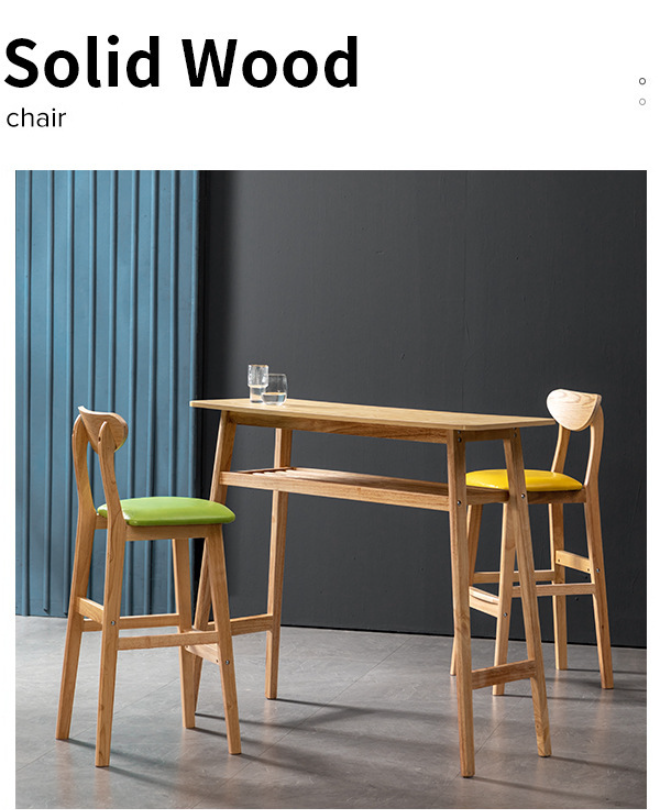 Contemporary Design Style Wooden Bar Chair Stools for High Table in Living Room