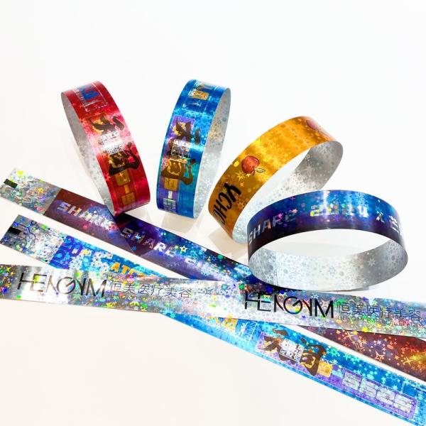 Eventos Glitter Brilhante Pulseira Promocional Impermeável Laser Estrela Pulseira de Papel Eventos Adultos Crianças Pulseira de Admissão