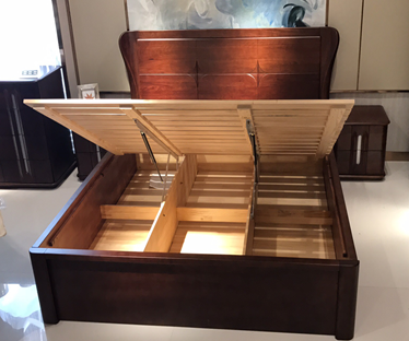 Full Solid Wood Uruguay Rose Wood Bedroom Furniture , 1.8*2.0 King Size Bed