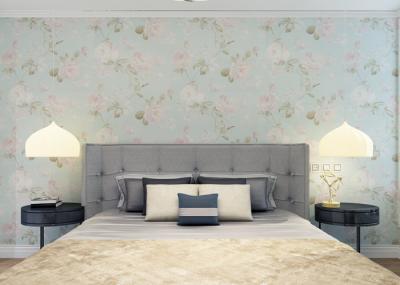 Moisture Proof Country Floral Wallpaper / PVC Embossed Wall Covering For Living Room