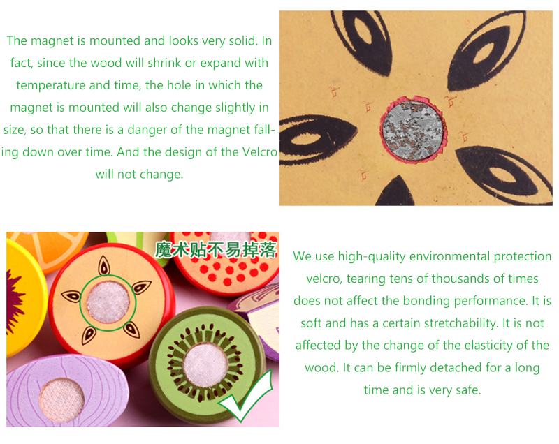 Варить подпирает еды игры роли 5.5cm игрушки плода деревянной магнитные