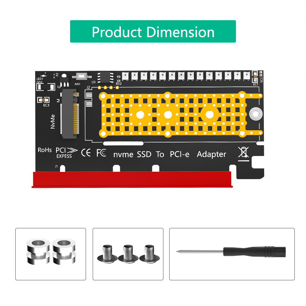 M.2 nvme SSD на PCI-E 4X/8X/16X адаптер с 3528 Цветными светодиодами