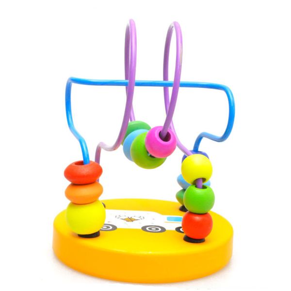 Big Bricks 9.3cm Wooden Around Beads Toy Colored ISO9001